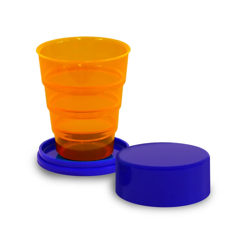 Kelímek skládací plastový oranžový retro