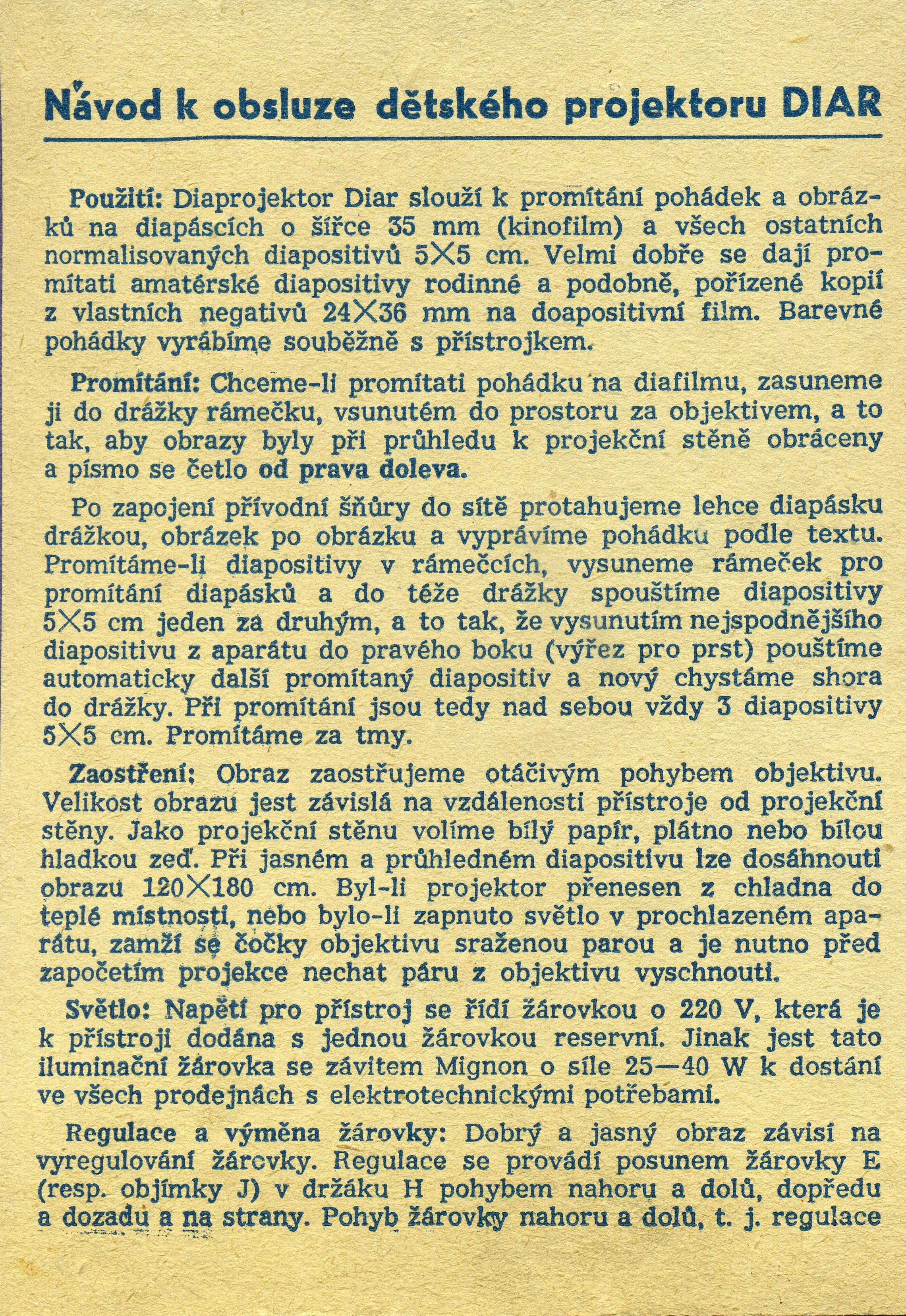 Promítačka Diar